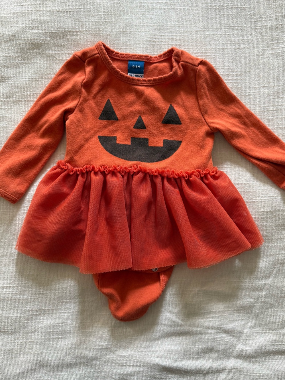 Old Navy Orange Pumpkin Jack-O'-Lantern Tutu Bodysuit